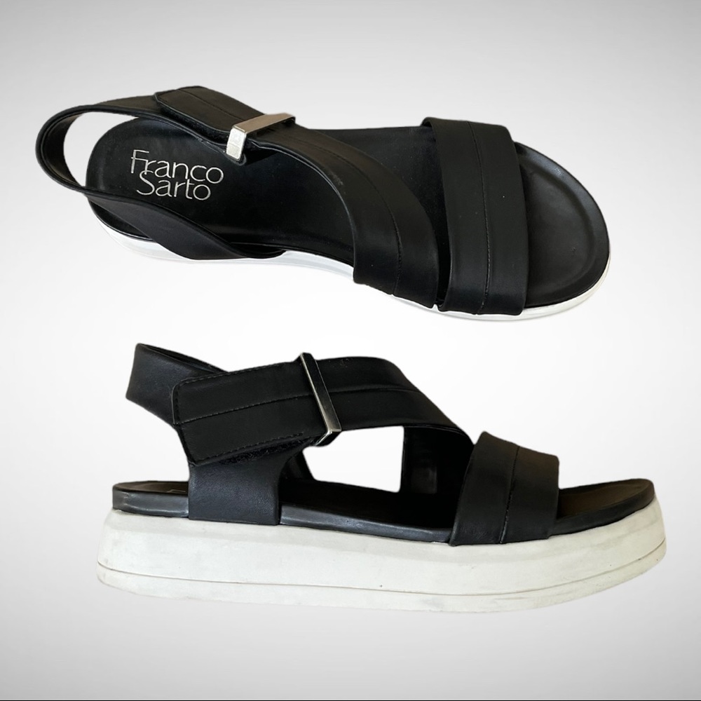 Franco Sarto Kobe Black Leather Sandal 7